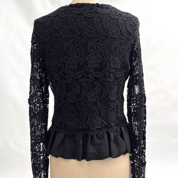 NWOT Anthropologie Black Lace Zippered Peplum Jacket Size M - Picture 3 of 12